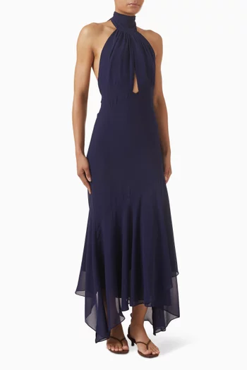 Mela Open-back Dress in Chiffon