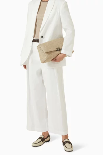 Sartorial Clutch in Techno Raffia