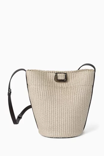 Small Sartorial Bucket Bag in Techno Raffia