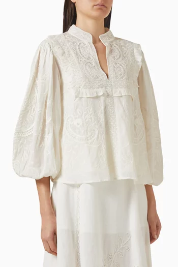 Chaska Ruffle Top in Cotton Voile