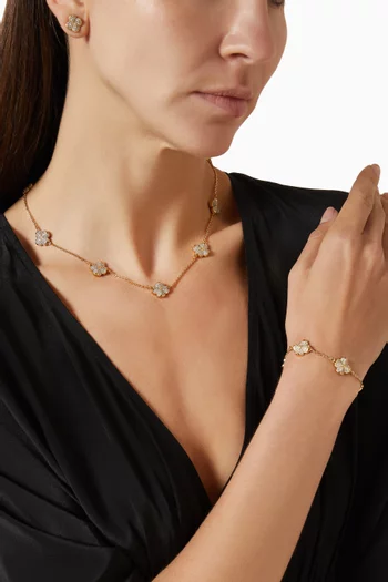 Spade Flower Pave Scatter Necklace in Gold-tone Brass