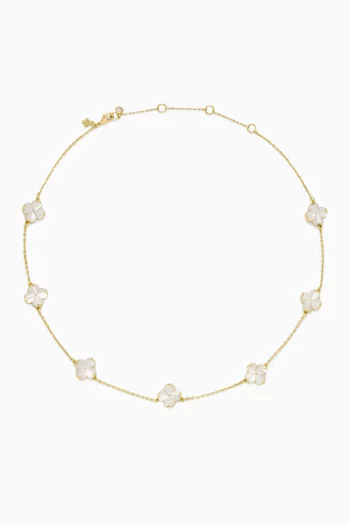 Spade Flower Scatter Necklace in Gold-tone Brass
