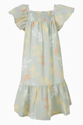 Floral-print Dress in Cotton-poplin