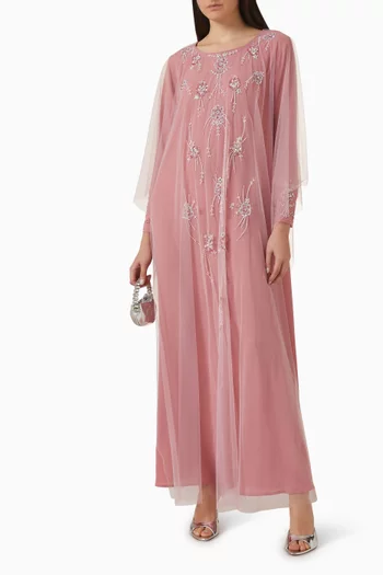 Embellished Kaftan in Tulle & Chiffon
