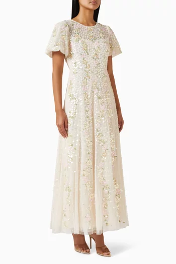 Confetti Round Neck Ankle Gown