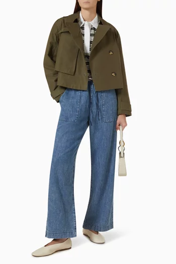 Jamie Cropped Trench Coat in Cotton