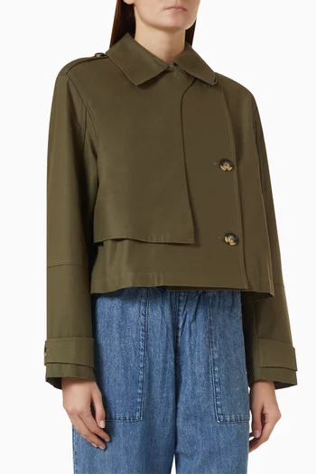 Jamie Cropped Trench Coat in Cotton