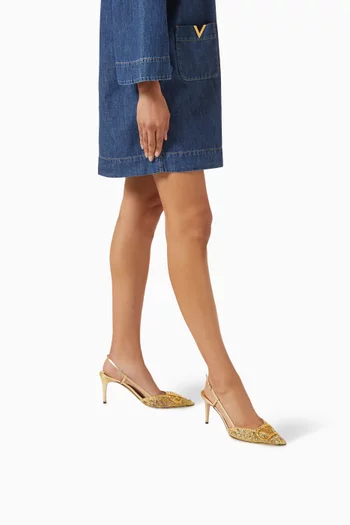 VLogo 80 Crystal Slingback Pumps in Leather