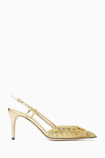 VLogo 80 Crystal Slingback Pumps in Leather