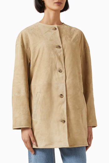 Waren Oval-shaped Coat in Suede