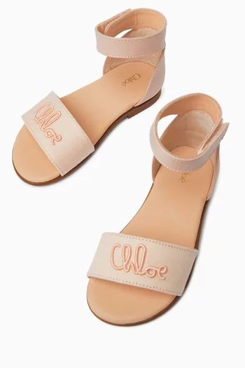 Logo-embossed Sandals in Leather