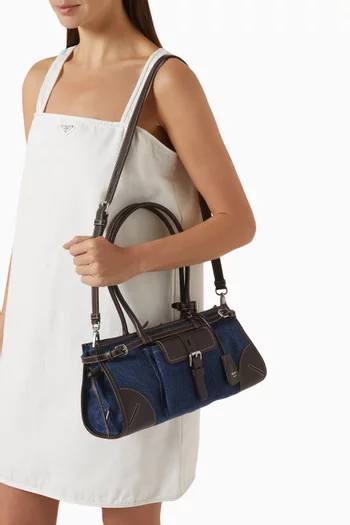 Medium Bonnie Shoulder Bag in Denim & Leather