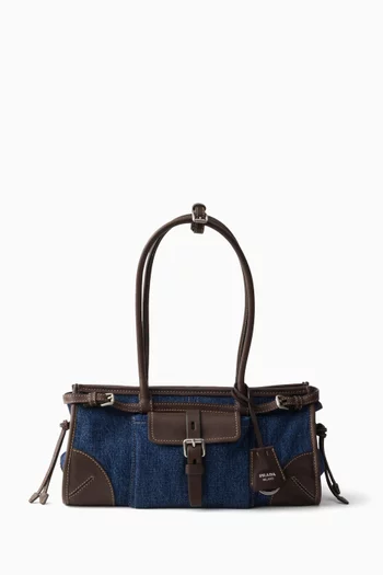Medium Bonnie Shoulder Bag in Denim & Leather