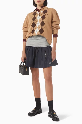 Knit-waist Mini Skirt
