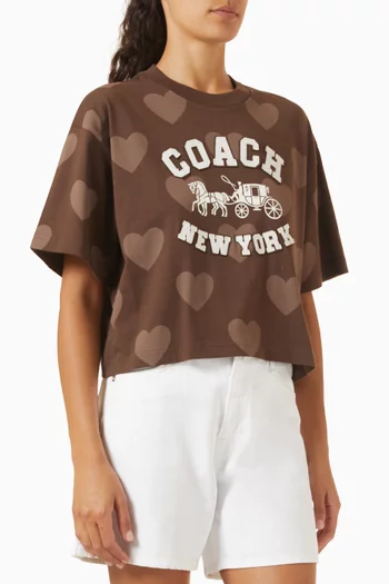 Horse & Carriage Heart Cropped T-shirt in Organic Cotton