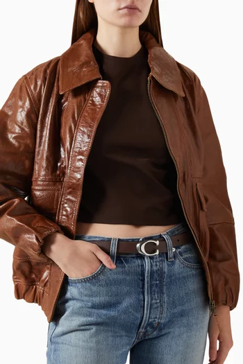 Sculpted C Buckle Reversible Belt in Leather