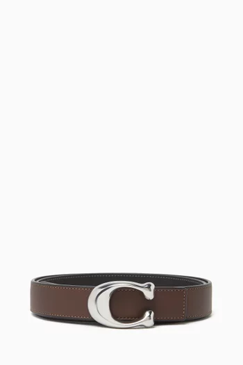 Sculpted C Buckle Reversible Belt in Leather
