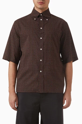 Geometric-print Shirt in Cotton-poplin