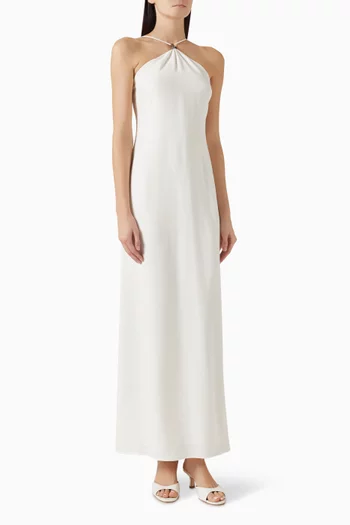Calla Halterneck Maxi Dress in Satin