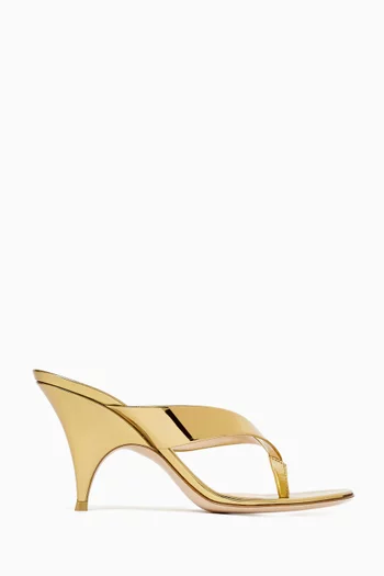 Sofia 70 Thong Mules in Metallic Leather
