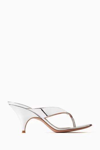 Sofia 70 Thong Mules in Metallic Leather