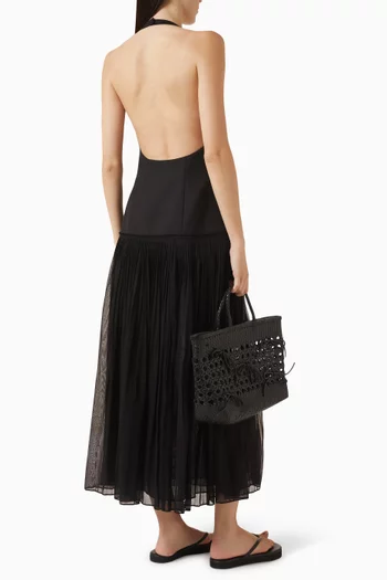 Pleated Halterneck Dress in Muslin