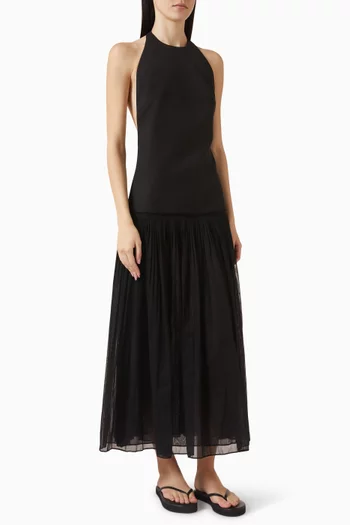 Pleated Halterneck Dress in Muslin