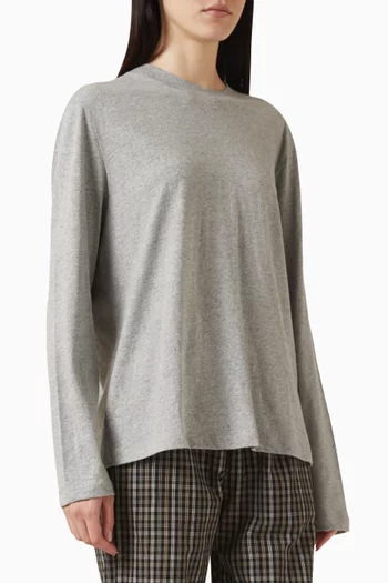 Slub Melange Long Sleeve T-shirt in Cotton