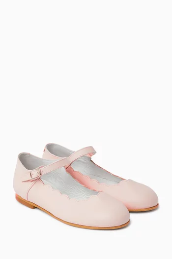 Scallop Mary Sandals in Leather