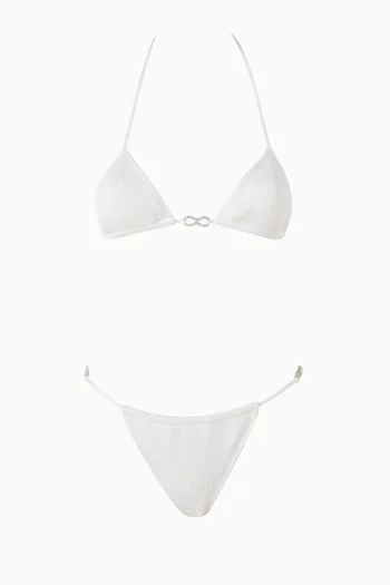 Crystal Bow Bikini Set in Stretch-rib