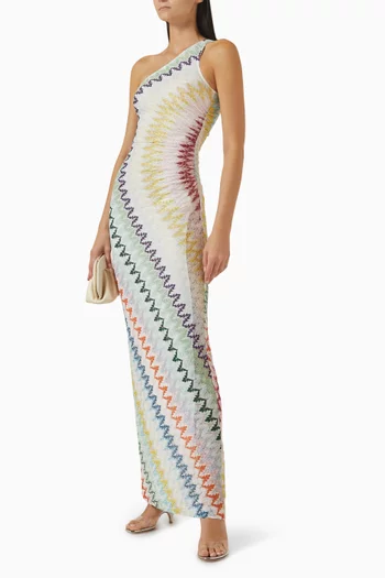 One-shoulder Dress in Rayon Blend