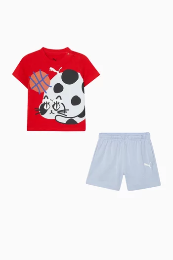 Sporty Cats Tee and Shorts Set