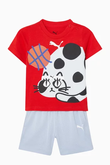 Sporty Cats Tee and Shorts Set