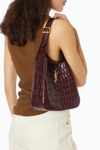 Small Le 5 À 7 Supple Bag in Crocodile-embossed leather