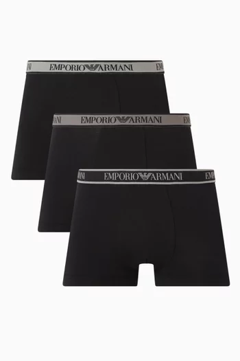 Logo Boxer Briefs in Stretch-cotton, Set of 3