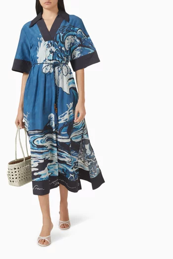 Wavepool Belted Cover-up Dress in Cotton Blend