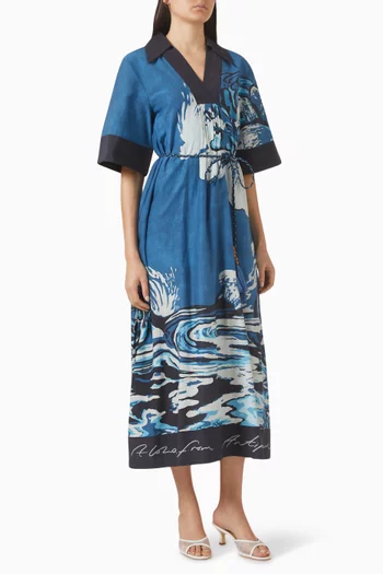 Wavepool Belted Cover-up Dress in Cotton Blend