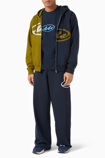Split Patch Zip Hoodie in Cotton