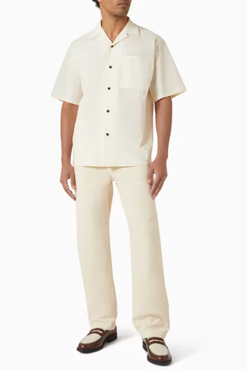 Wave Embroidery Shirt in Popeline Cotton