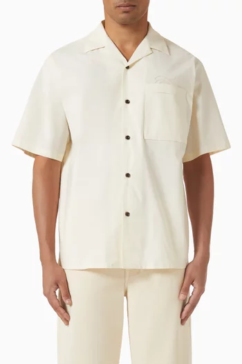 Wave Embroidery Shirt in Popeline Cotton