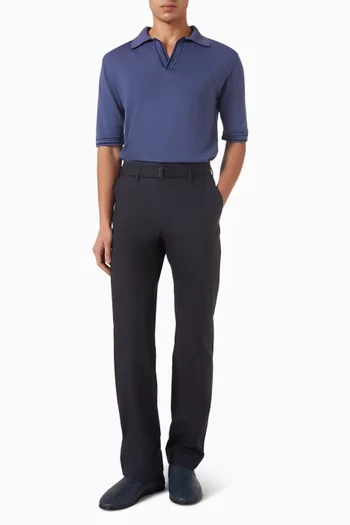 Jersey Stitch Knit Polo Shirt in Cotton-blend