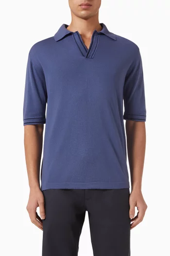 Jersey Stitch Knit Polo Shirt in Cotton-blend