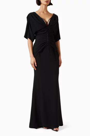 Bead-embellished Gown in Crepe