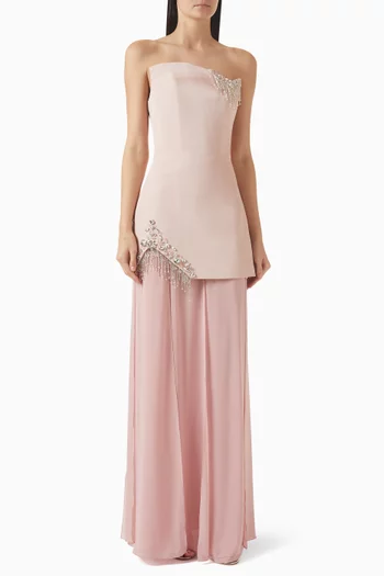 Embellished Gown in Faille & Chiffon
