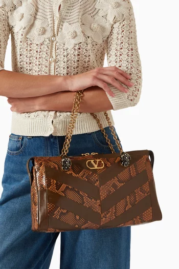 Medium Panthea Shoulder Bag in Python & Nappa Leather