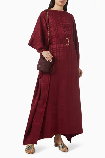 Check Belted Cape Dress in Silk
