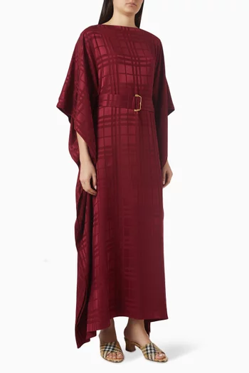 Check Belted Cape Dress in Silk