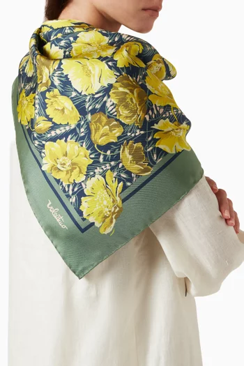 Apres L'Hiver Poppies Scarf in Silk-twill