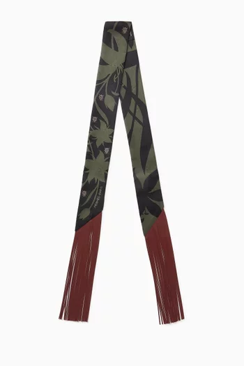 Unused Bouquet Final Leather Fringed Twill Scarf