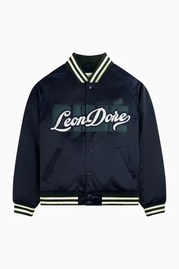 Overlay Logo Satin Varsity Jacket